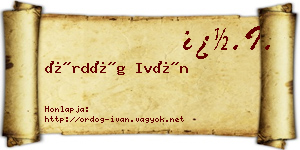 Ördög Iván névjegykártya